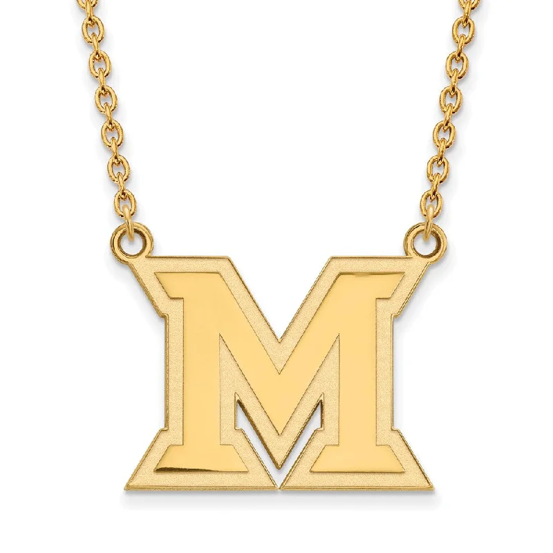 frond gold necklace-10k Yellow Gold Miami U Large Initial M Pendant Necklace