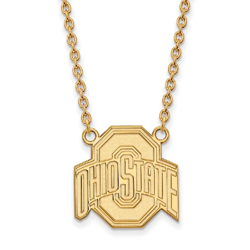 10k Yellow Gold Ohio State Large Logo Pendant Necklace