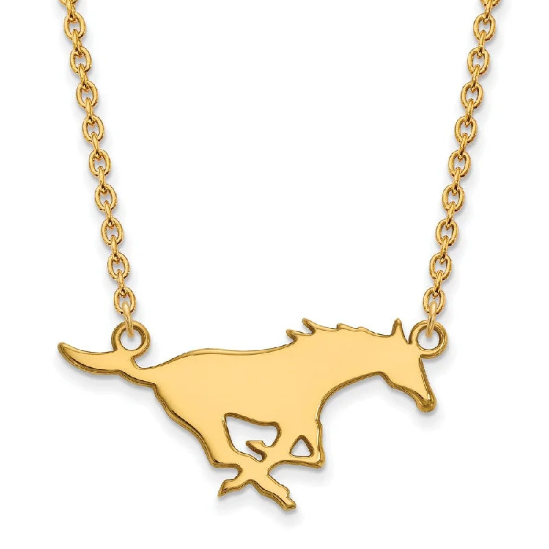 flow-shaped chain necklace-10k Yellow Gold Southern Methodist U Large Pendant Necklace