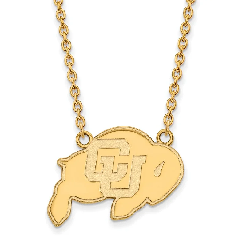 shimmering pendant necklace-10k Yellow Gold U of Colorado Large Buffalo Pendant Necklace