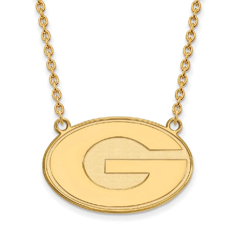 stamped silver necklace-10k Yellow Gold U of Georgia Large Disc Pendant Necklace