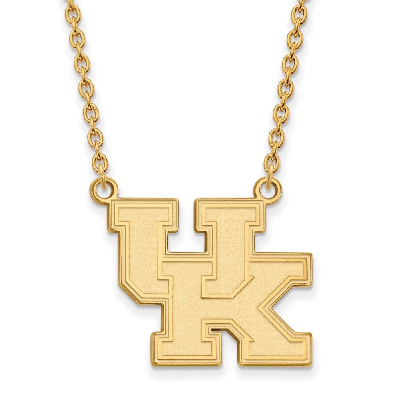 10k Yellow Gold U of Kentucky Large 'UK' Pendant Necklace