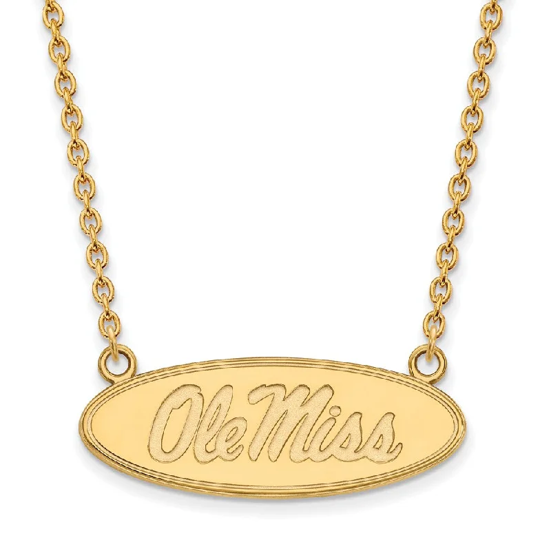 10k Yellow Gold U of Mississippi Large Disc Pendant Necklace