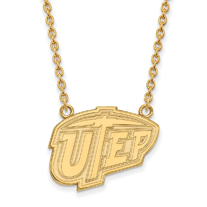 luxurious silver necklace-10k Yellow Gold U of Texas at El Paso Large Pendant Necklace