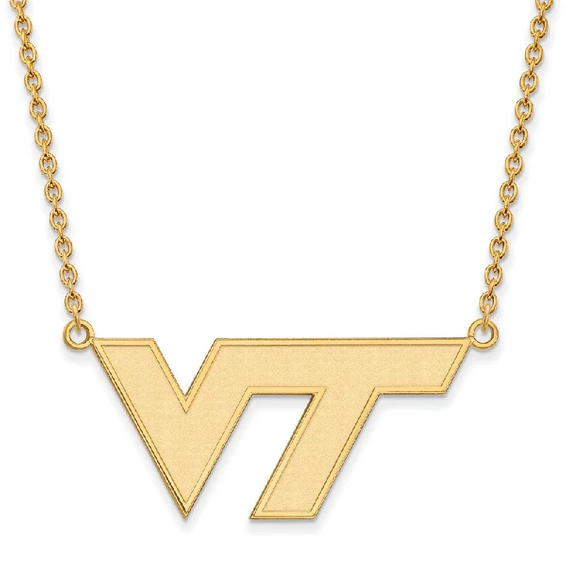 leafy-inspired chain necklace-10k Yellow Gold Virginia Tech Large 'VT' Pendant Necklace