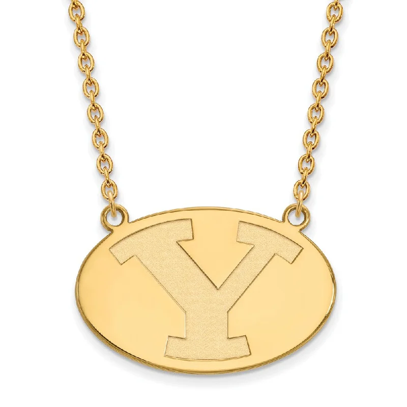 14k Gold Plated Silver Brigham Young U Large Initial Y Disc Necklace