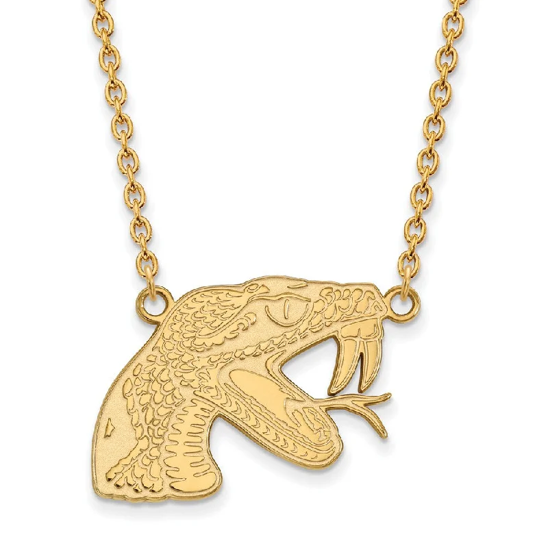 leafy-inspired chain necklace-14k Gold Plated Silver Florida A&M U Large Pendant Necklace