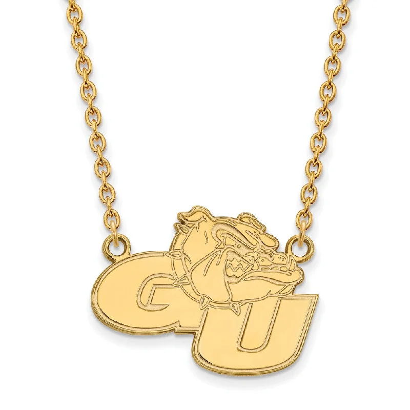 14k Gold Plated Silver Gonzaga U Large Pendant Necklace