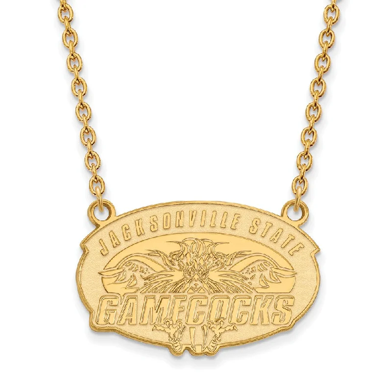 stamped layered necklace-14k Gold Plated Silver Jacksonville State U. Lg Pendant Necklace