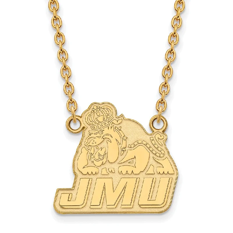 tarnished gold necklace-14k Gold Plated Silver James Madison U Large Pendant Necklace