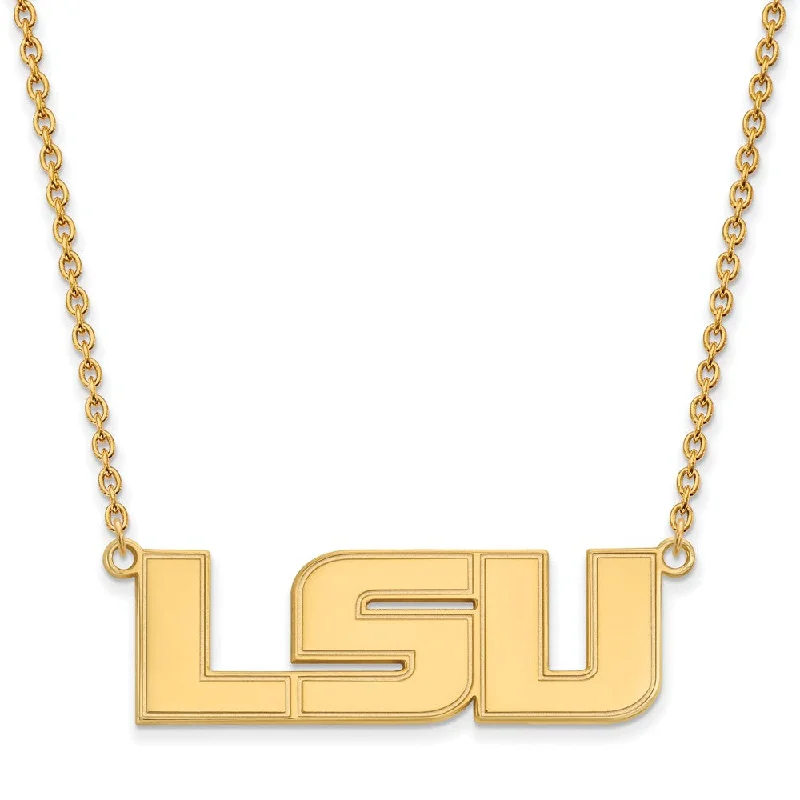 frond sapphire necklace-14k Gold Plated Silver Louisiana State Lg 'LSU' Pendant Necklace