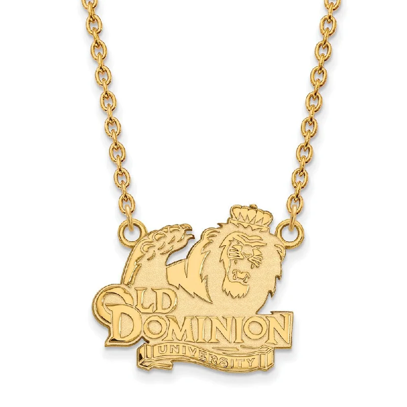 14k Gold Plated Silver Old Dominion U Large Pendant Necklace