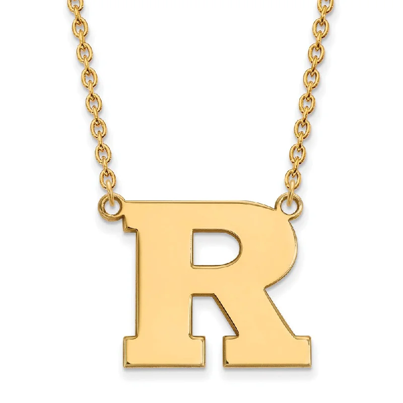 little letter necklace-14k Gold Plated Silver Rutgers Large Initial R Pendant Necklace