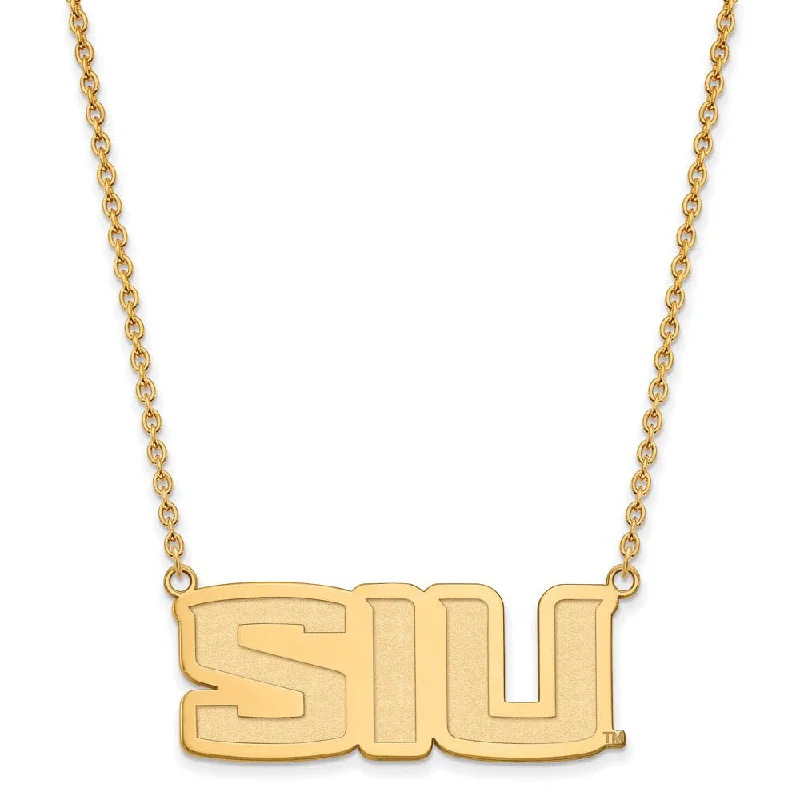 14k Gold Plated Silver Southern Illinois U Large Pendant Necklace