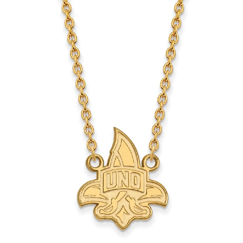 14k Gold Plated Silver U of New Orleans Large Pendant Necklace