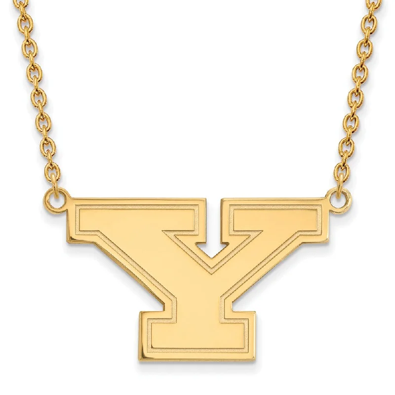 retro sapphire necklace-14k Gold Plated Silver Youngstown State LG Initial Y Necklace, 18 Inch