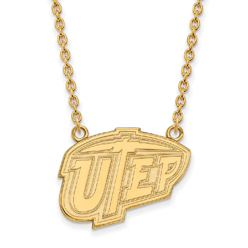 14k Gold Plated Sterling Silver U of Texas at El Paso Large Necklace