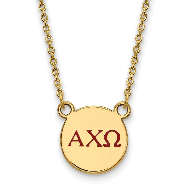 rose gold braided necklace-14K Plated Silver Alpha Chi Omega Small Red Enamel Greek Necklace