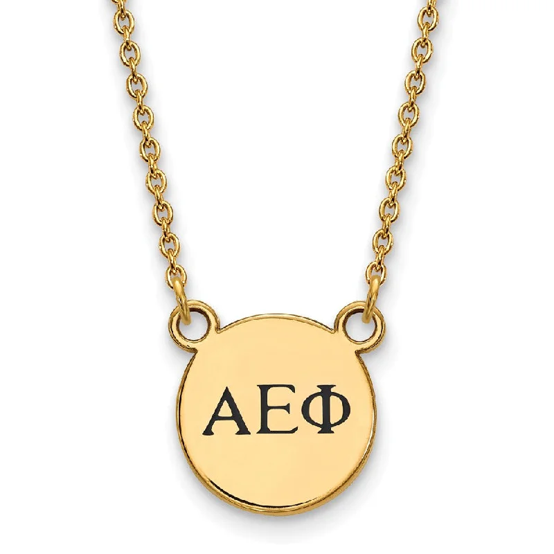 luxurious cocktail necklace-14K Plated Silver Alpha Epsilon Phi XS (Tiny) Enamel Greek Necklace