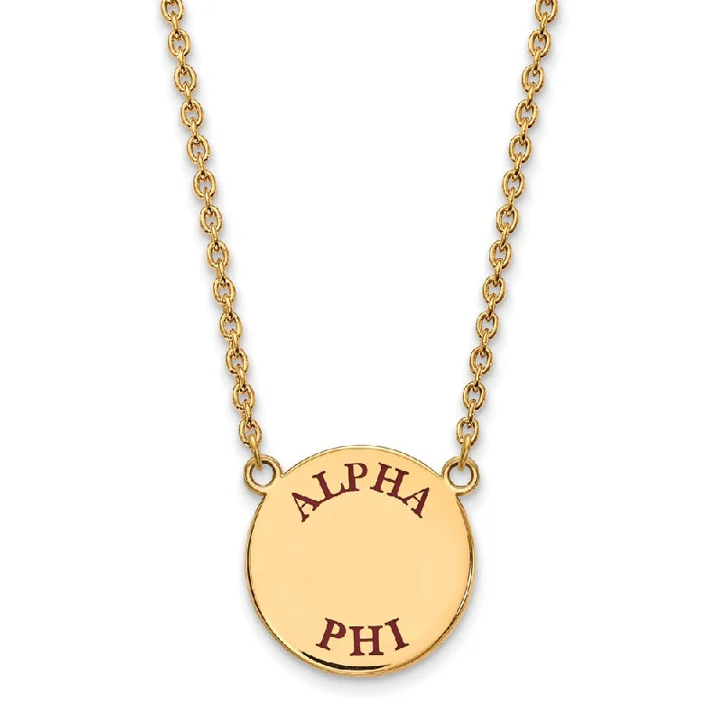 14K Plated Silver Alpha Phi Large Enamel Greek Letters Necklace