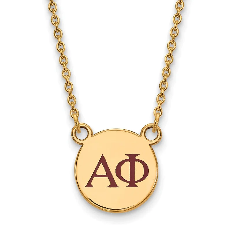 luxurious statement necklace-14K Plated Silver Alpha Phi Small Red Enamel Greek Letters Necklace