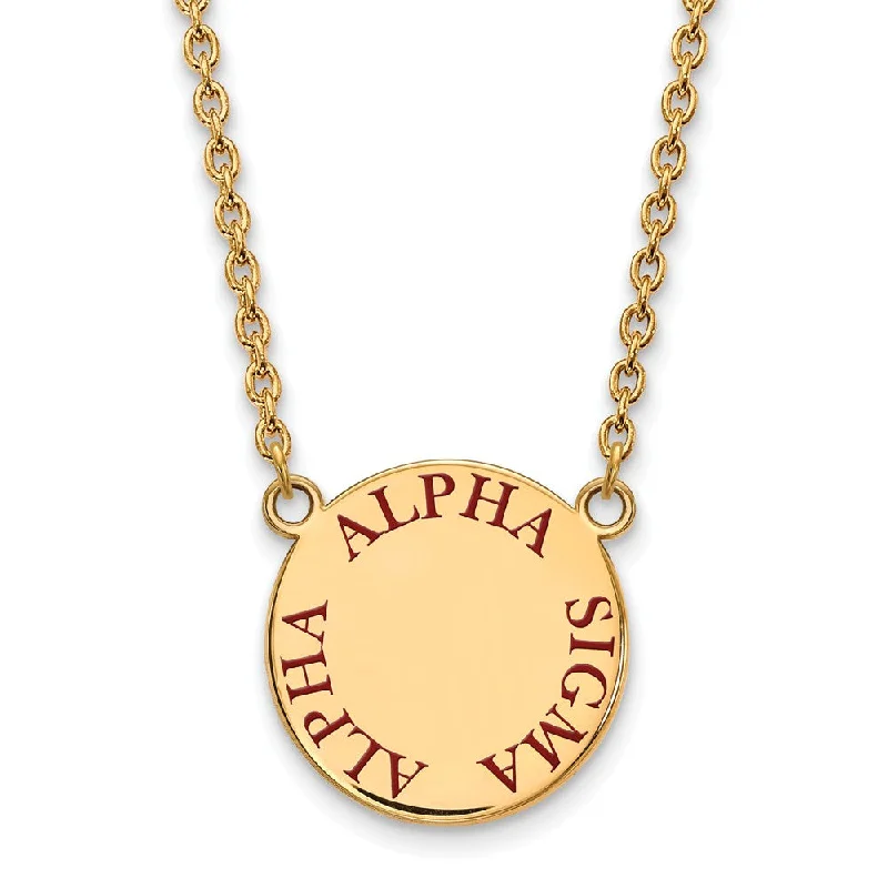 14K Plated Silver Alpha Sigma Alpha Large Enamel Necklace