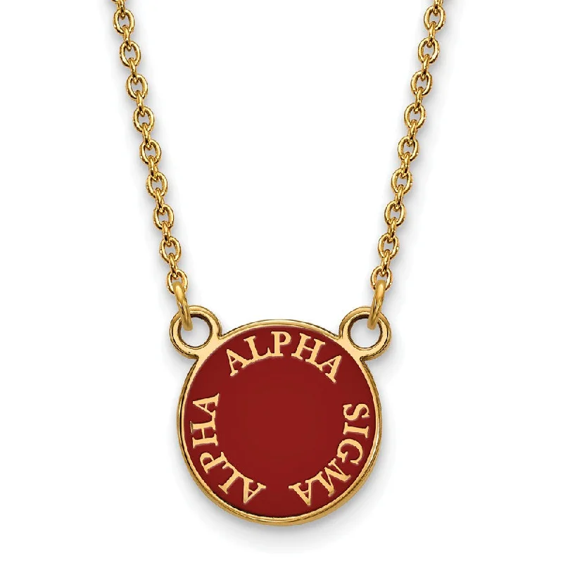 14K Plated Silver Alpha Sigma Alpha Small Round Enamel Necklace