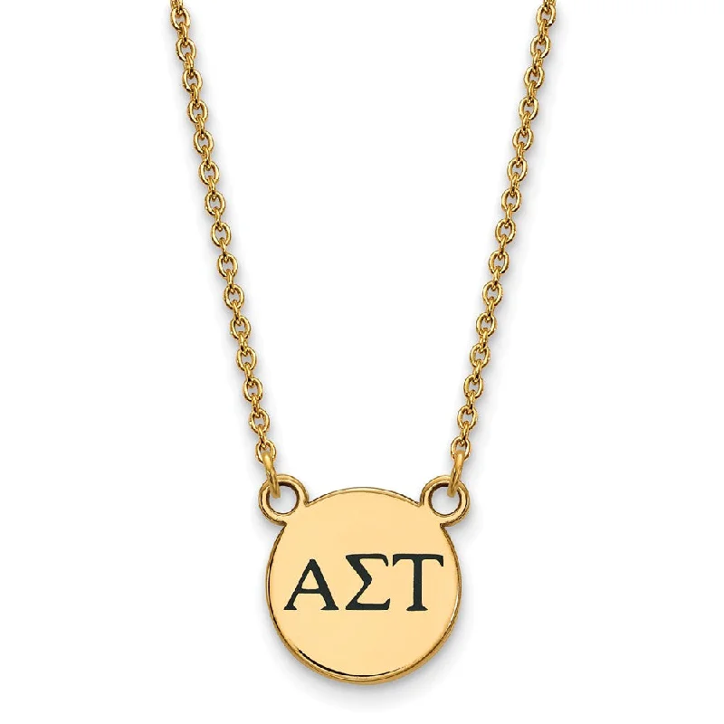 aquamarine silver necklace-14K Plated Silver Alpha Sigma Tau Small Enamel Greek Letters Necklace