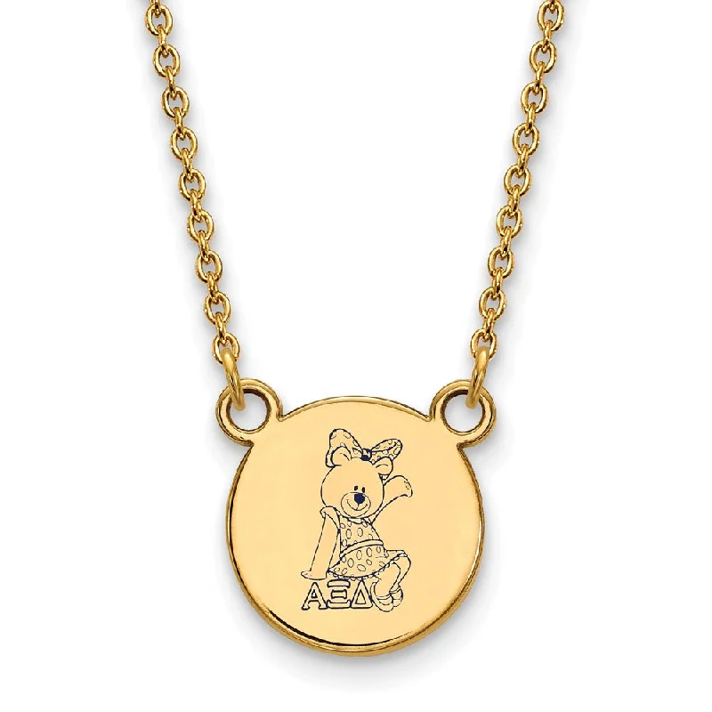 heavy gemstone necklace-14K Plated Silver Alpha Xi Delta Small Enamel Mascot Necklace