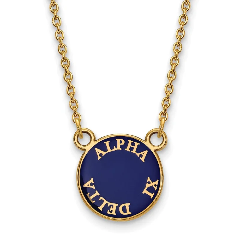 14K Plated Silver Alpha Xi Delta Small Round Enamel Necklace