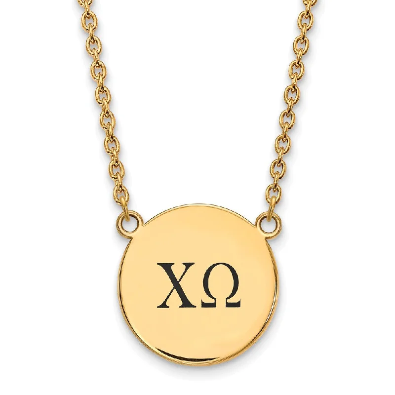 frond sapphire necklace-14K Plated Silver Chi Omega Large Enamel Greek Letters Necklace