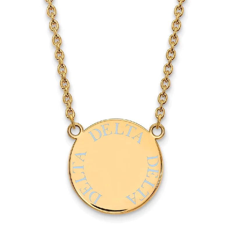 ten-gem drop necklace-14K Plated Silver Delta Delta Delta Large Enamel Disc Necklace