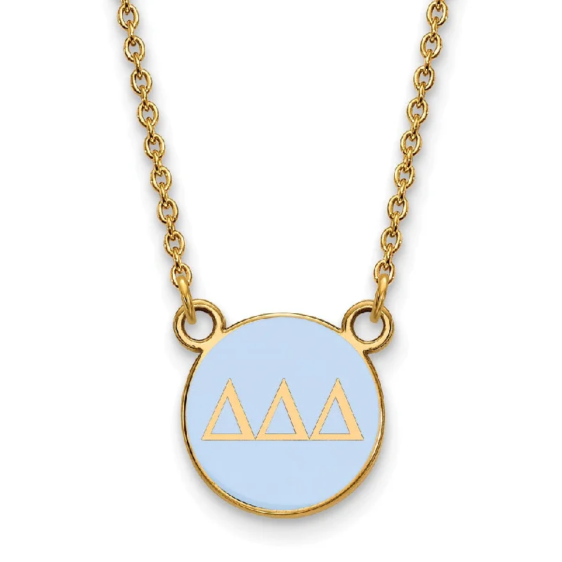 urban midnight necklace-14K Plated Silver Delta Delta Delta Small Lt Blue Enamel Disc Necklace