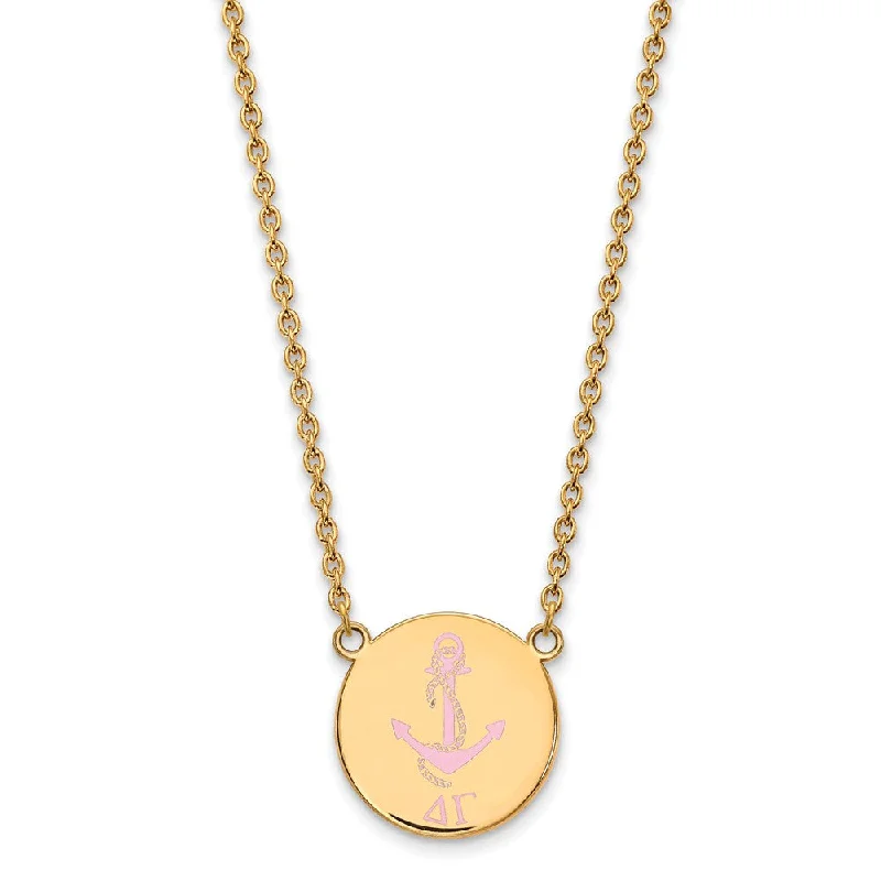 14K Plated Silver Delta Gamma Large Enamel Necklace