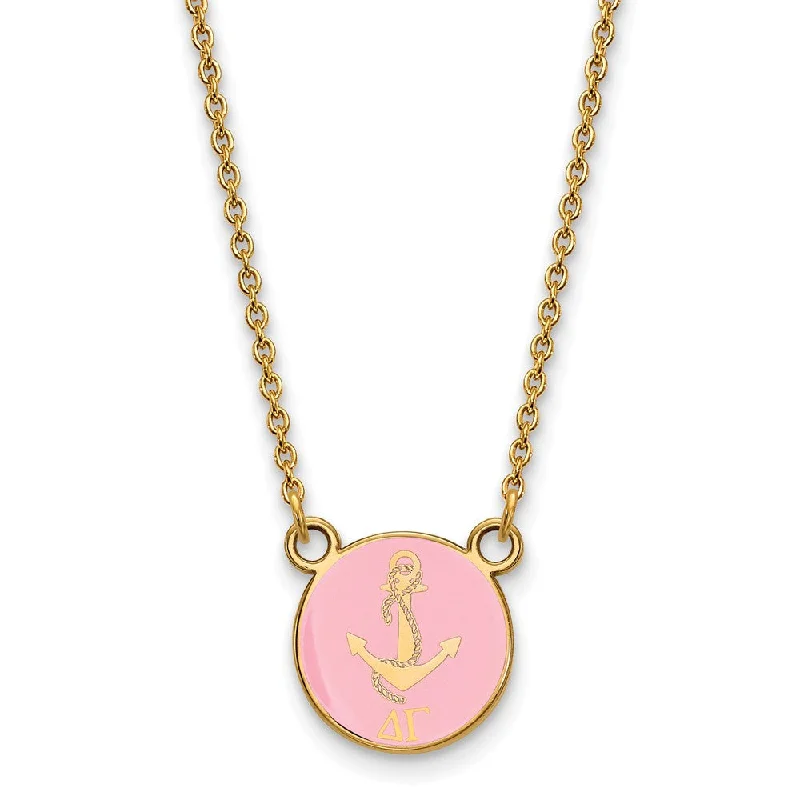 luxurious cocktail necklace-14K Plated Silver Delta Gamma Small Enamel Logo Necklace