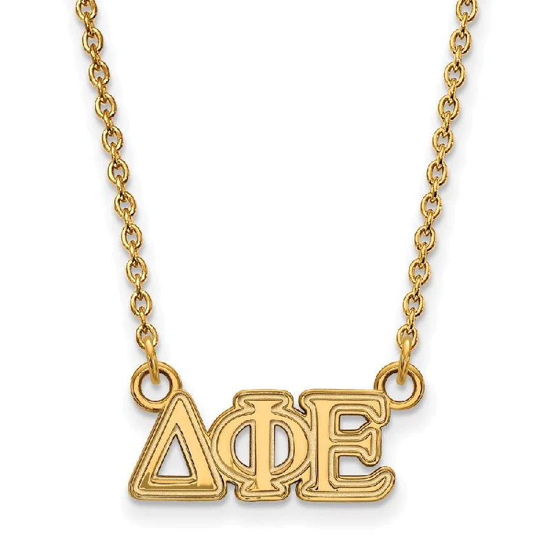 leafy-themed pendant necklace-14K Plated Silver Delta Phi Epsilon XS (Tiny) Greek Letters Necklace