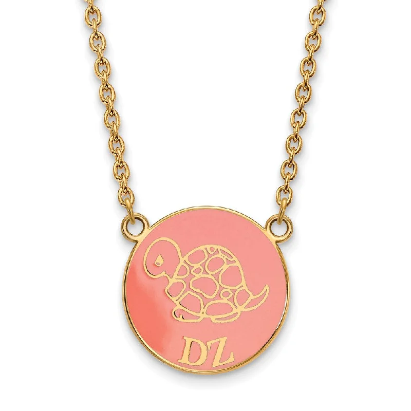 14K Plated Silver Delta Zeta Large Enamel Mascot Necklace