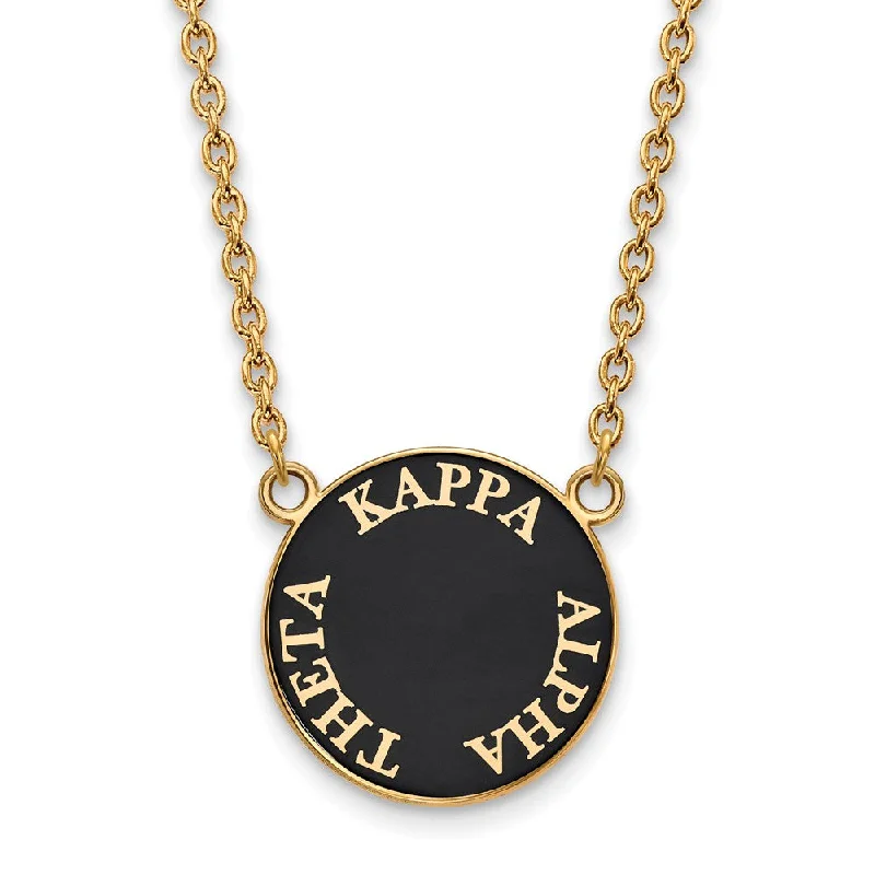 midnight diamond necklace-14K Plated Silver Kappa Alpha Theta Large Enamel Disc Necklace