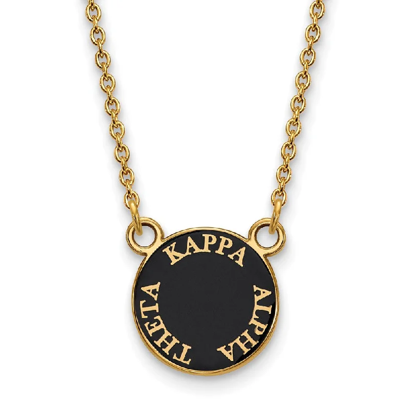 ten-gem drop necklace-14K Plated Silver Kappa Alpha Theta Small Enamel Disc Necklace