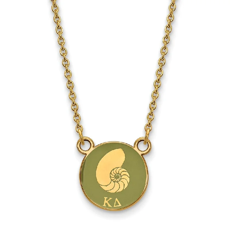 custom name necklace-14K Plated Silver Kappa Delta Small Green Enamel Logo Necklace