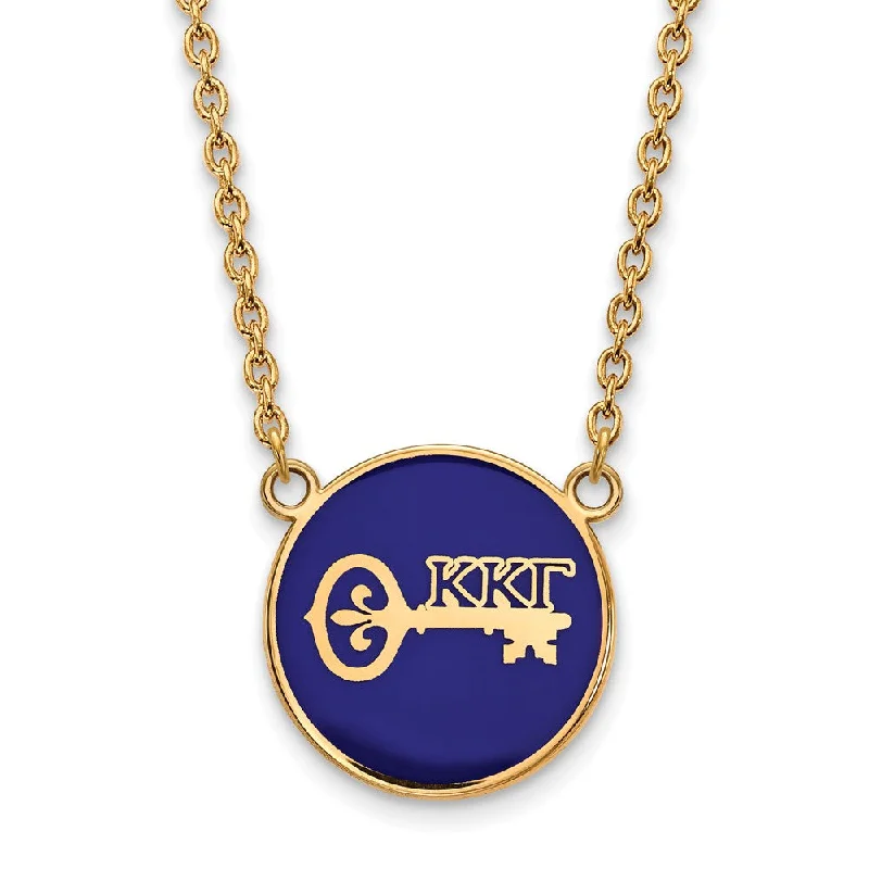 frond stamped necklace-14K Plated Silver Kappa Kappa Gamma Large Enamel Logo Necklace