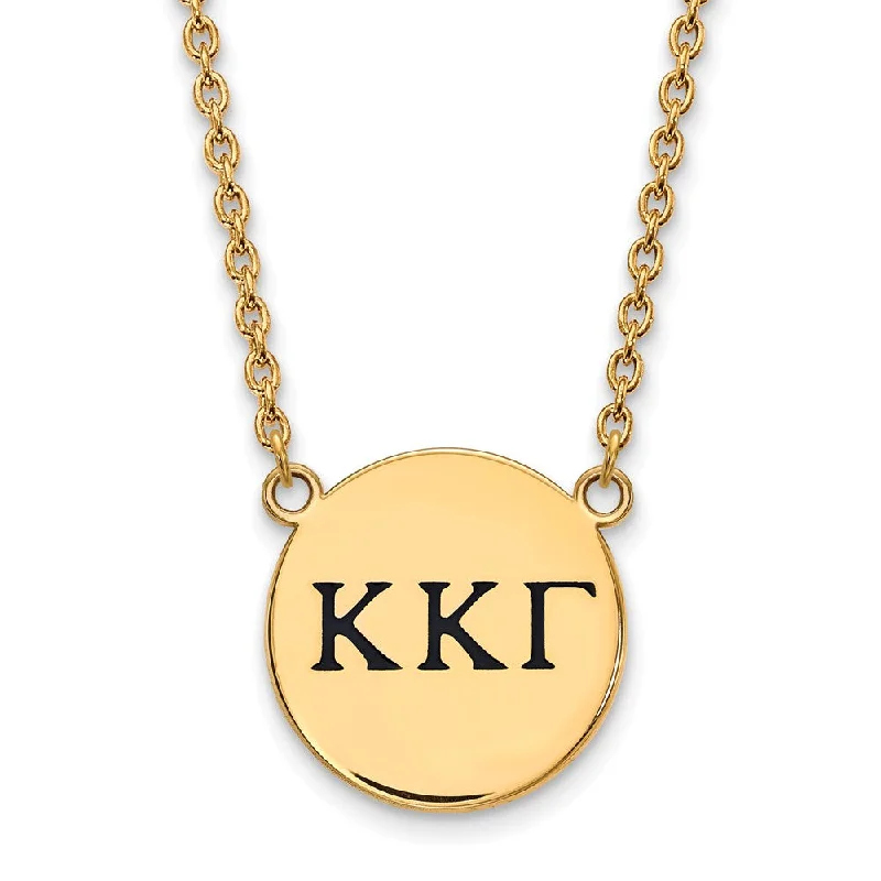 thin pendant necklace-14K Plated Silver Kappa Kappa Gamma Lg Enamel Greek Letters Necklace