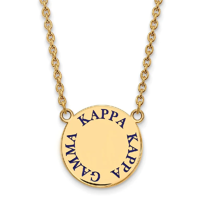 braided pendant necklace-14K Plated Silver Kappa Kappa Gamma Large Blue Enamel Necklace