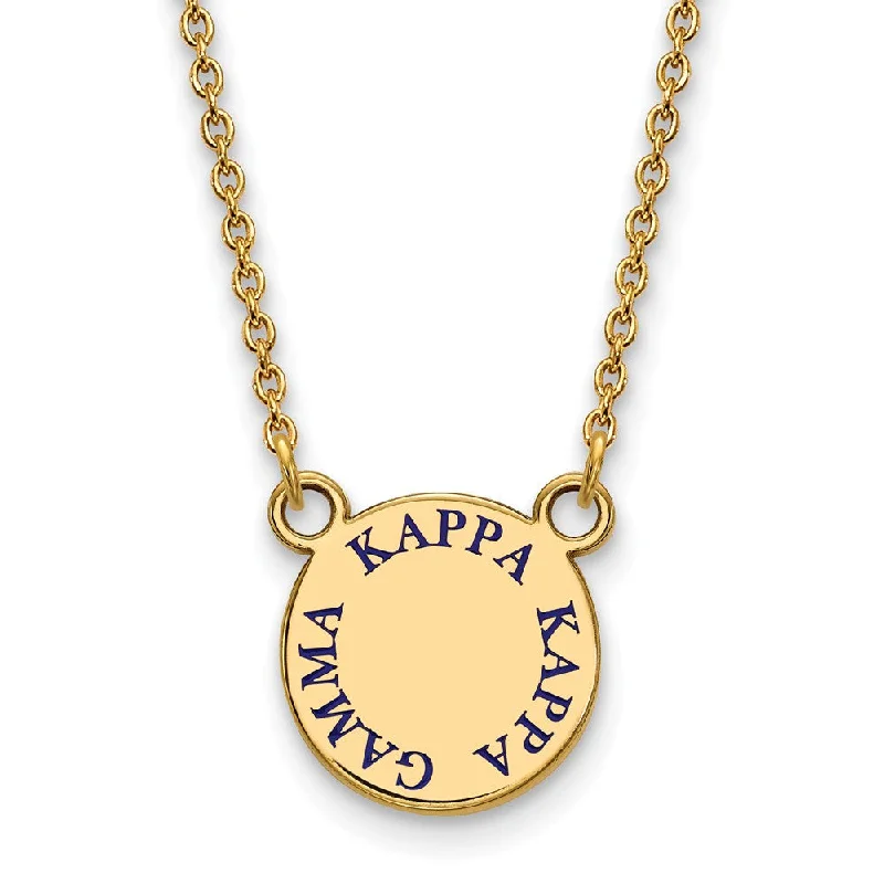 14K Plated Silver Kappa Kappa Gamma Small Blue Enamel Necklace