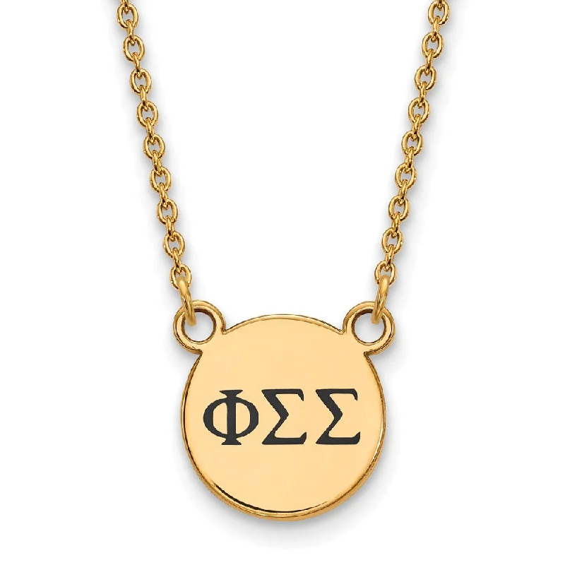 frond chain necklace-14K Plated Silver Phi Sigma Sigma Small Enamel Greek Letters Necklace