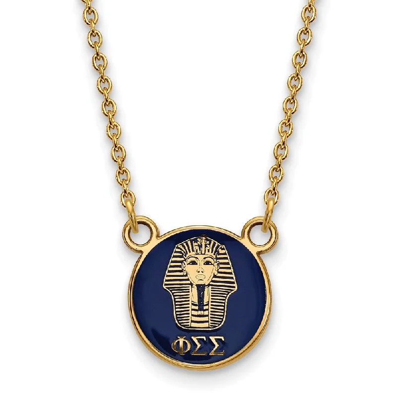 14K Plated Silver Phi Sigma Sigma Small Enamel Logo Necklace