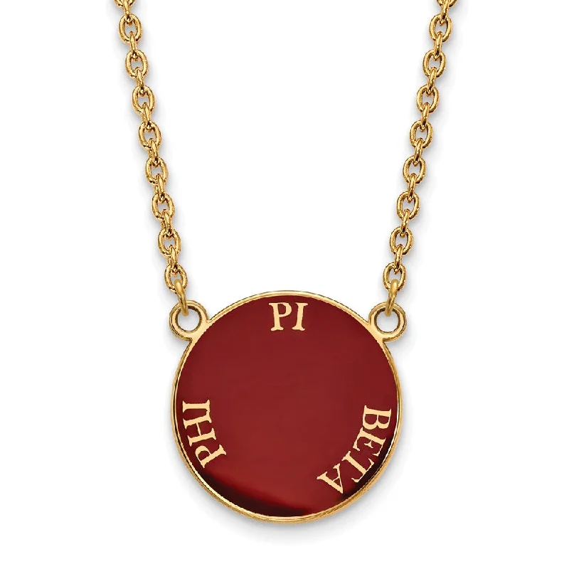 flow-shaped layered necklace-14K Plated Silver Pi Beta Phi Large Enamel Disc Necklace