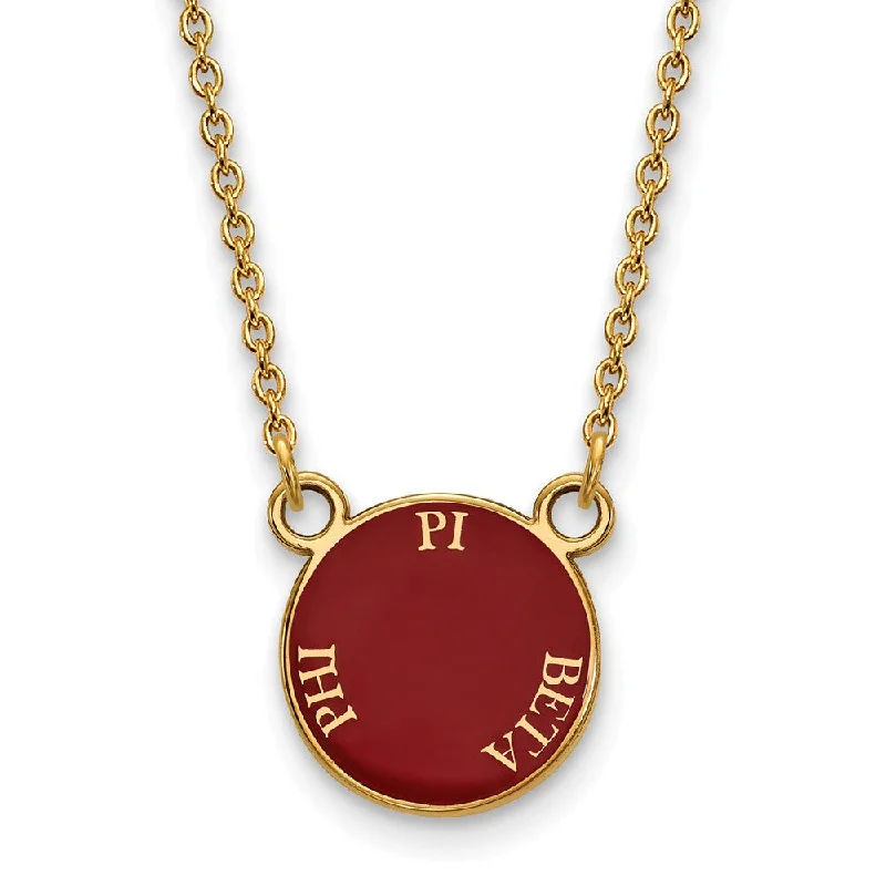 14K Plated Silver Pi Beta Phi Small Enamel Disc Necklace