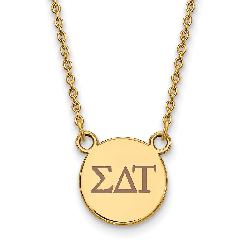 14K Plated Silver Sigma Delta Tau Sm Tan Enamel Greek Letters Necklace