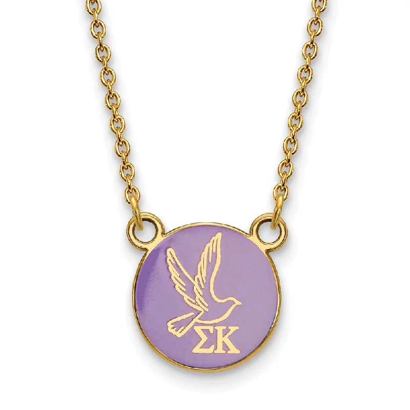 14K Plated Silver Sigma Kappa Small Purple Enamel Logo Necklace